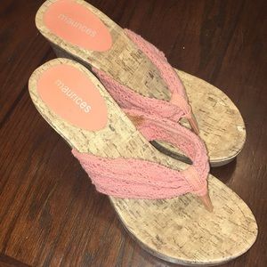 Peach wedge sandal